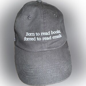 Black Baseball Hat with Funny Quote Embroidery - born to read books